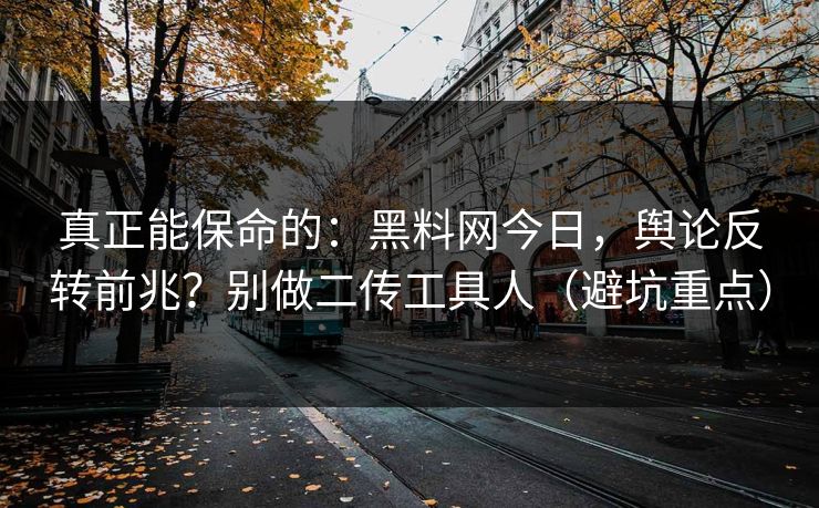 真正能保命的：黑料网今日，舆论反转前兆？别做二传工具人（避坑重点）