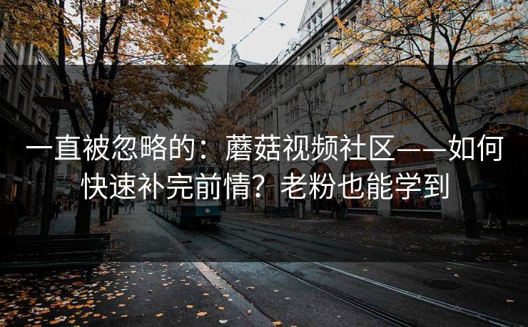 一直被忽略的：蘑菇视频社区——如何快速补完前情？老粉也能学到