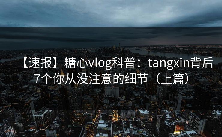 【速报】糖心vlog科普：tangxin背后7个你从没注意的细节（上篇）
