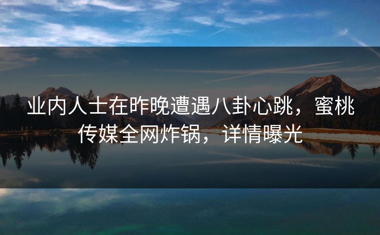 业内人士在昨晚遭遇八卦心跳，蜜桃传媒全网炸锅，详情曝光