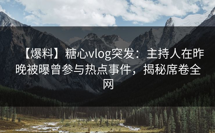 【爆料】糖心vlog突发：主持人在昨晚被曝曾参与热点事件，揭秘席卷全网