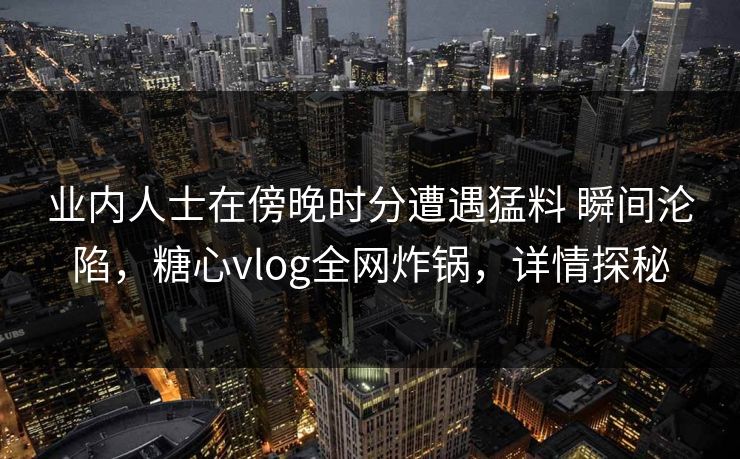 业内人士在傍晚时分遭遇猛料 瞬间沦陷，糖心vlog全网炸锅，详情探秘